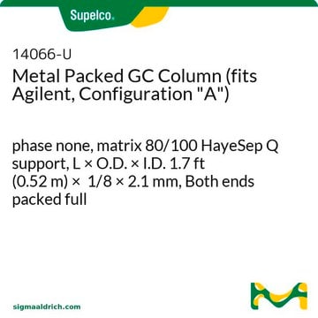 金属填充GC色谱柱（适用于Agilent，配置“A”） phase none, matrix 80/100 HayeSep Q support, L × O.D. × I.D. 1.7&#160;ft (0.52&#160;m) × 1/8 × 2.1&#160;mm, Both ends packed full