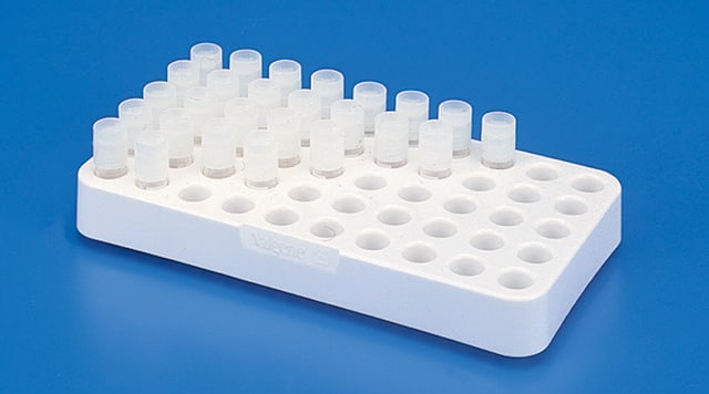 Rack for Nalgene&#174; cryogenic vials Holds 25 vials in a staggered array