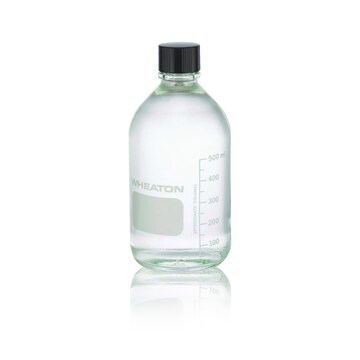 Wheaton media bottles, glass capacity 500 mL, PTFE lined cap