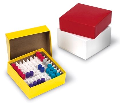 TrueNorth&#174; Cardboard Cryovial Box and Lid without dividers, for tubes, 1.5 &#8209; 2&#160;mL, L × W × H 5.2 × 5.2 × 2&#160;in., red, pk of 12
