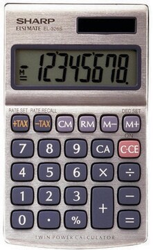Calculators, Sharp, General-purpose Model EL-326SB Solar wallet calculator