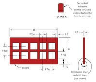 Grace Bio-Labs Press-To-Seal silicone isolator, PSA one side wells, 10 (Square, 7mm x 7mm x 1.7mm depth), (Adhesive one side)