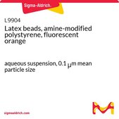 Latex beads, amine-modified polystyrene, fluorescent orange aqueous suspension, 0.1 μm mean particle size