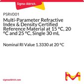 Multi-Parameter Refractive Index &amp; Density Certified Reference Material at 15 °C, 20 °C and 25 °C, Single 30 mL Nominal RI Value 1.3330 at 20 °C