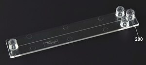 Cross-shaped channel chip - 200 μm channel Fluidic 394, Cyclic Olefin Polymer (COP) with Luer Interface