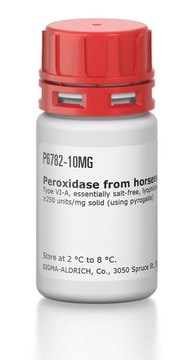 Peroxidase from horseradish Type VI-A, essentially salt-free, lyophilized powder, &#8805;250&#160;units/mg solid (using pyrogallol), 950-2000&#160;units/mg solid (using ABTS)