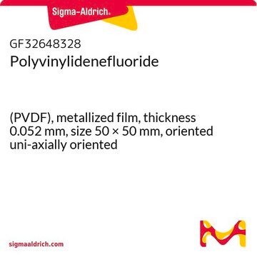 Polyvinylidenefluoride (PVDF), metallized film, thickness 0.052&#160;mm, size 50 × 50&#160;mm, oriented uni-axially oriented
