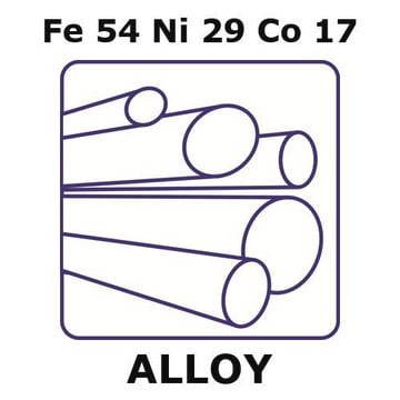 Glass Sealing Alloy, Fe54Ni29Co17 50mm rod, 19mm diameter