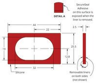 Grace Bio-Labs Press-To-Seal silicone isolator, PSA one side wells, 1 (Rounded rectangle, 19mm x 32mm x 2.5mm depth), (Adhesive one side)