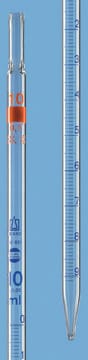 BRAND&#174; BLAUBRAND&#174; graduated pipette, calibrated to deliver (TD, EX) capacity 10&#160;mL , with 0.1 mL subdivisions, type 2, suitable for cotton plugs