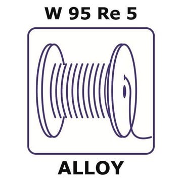 Tungsten-rhenium alloy, W95Re5 2m wire, 0.7mm diameter, annealed