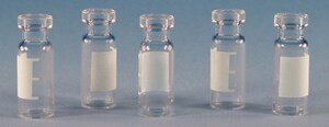 Certified crimp top vials, 12 x 32 mm volume 2 mL, amber glass vial (with graduated marking spot), pkg of 100 ea