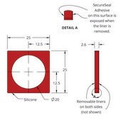 Grace Bio-Labs Press-To-Seal硅胶隔离器，PSA双侧 wells, 1 (Round, 20mm diameter, 2.6mm depth), (Adhesive on both sides)