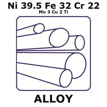 Alloy 825, Ni39.5Fe32Cr22Mo3Cu2Ti rod, 200mm x 12mm diameter, annealed