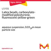 Latex beads, carboxylate-modified polystyrene, fluorescent yellow-green aqueous suspension, 0.03 μm mean particle size