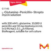L-Glutamine–Penicillin–Streptomycin solution with 200 mM L-glutamine, 10,000 U penicillin and 10 mg steptomycin/mL in 0.9% NaCl, 0.1 μm filtered, BioReagent, suitable for cell culture