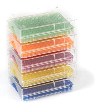 96 Well Low temp PCR rack assorted colors, Blue, Green, Purple, Yellow, Orange, polypropylene