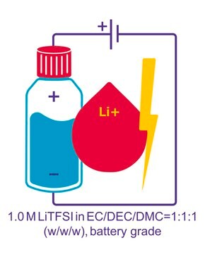 Lithium bis(trifluoromethanesulfonyl)imide solution in ethylene carbonate, diethylcarbonate, and dimethylcarbonate, 1.0 M LiTFSI in EC/DEC/DMC=1:1:1 (w/w/w), battery grade
