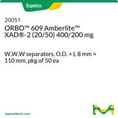 ORBO™ Amberlite™ XAD-2 管 W,W,W separators, O.D. × L 8 mm × 110 mm, pkg of 50 ea