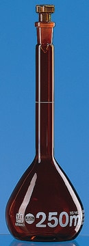 BRAND&#174; BLAUBRAND&#174; volumetric flask, glass stopper, amber glass volume 50&#160;mL, accuracy: 0.06&#160;mL