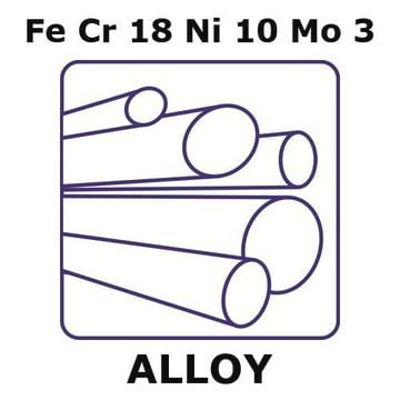 Stainless steel - AISI 316 rod, Fe/Cr18%/Ni 10%/Mo 3%, 10.0&#160;mm diameter, length 1000 mm, temper as drawn