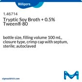 Tryptic Soy Broth with Neutralizers with Tween® 80 0.5 %, bottle capacity 125 mL, bottle filling volume 100 mL, closure type, blue crimp cap and septum, box of 10 bottles