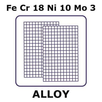 Stainless steel - AISI 316 mesh, Fe/Cr18%/Ni 10%/Mo 3%, nominal aperture 0.085&#160;mm, size 100 × 100&#160;mm, wire diameter 0.05 mm