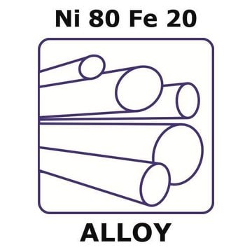 Nickel-iron alloy, Ni80Fe20 200mm rod, 2.0mm diameter, as drawn
