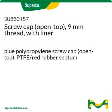 带衬垫的螺纹盖（9mm 螺纹） blue polypropylene screw cap (open-top), PTFE/red rubber septum