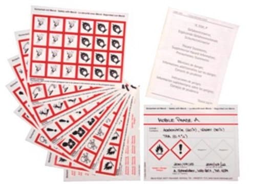 Label set acc. GHS pkg of 20&#160;labels blank adhesive labels (168 pictograms and 40 signal words), labels W × L 80&#160;mm × 100&#160;mm