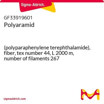 Polyaramid (polyparaphenylene terephthalamide), fiber, tex number 44, L 2000&#160;m, number of filaments 267