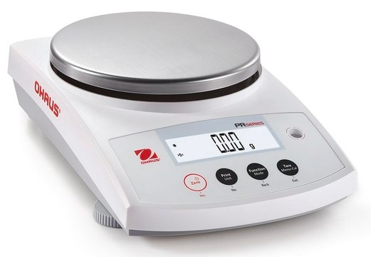 Ohaus&#174; PR Precision Balance Model PR6201M, weighing capacity 6200&#160;g, resolution: 0.1&#160;g, AC/DC input 210 - 2310 V, universal plug set (UK/EU Plugset)