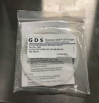 GDS OTV Insert BioControl, For use with GDS, Performance verification of the GDS Rotor-Gene