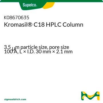 Kromasil&#174; C18 高效液相色谱柱 3.5&#160;&#956;m particle size, pore size 100&#160;Å, L × I.D. 30&#160;mm × 2.1&#160;mm