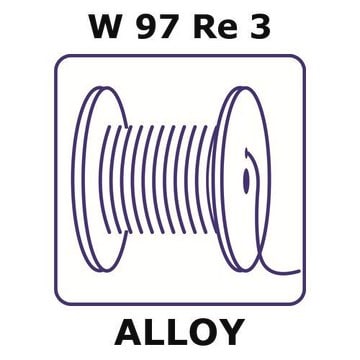 Tungsten-rhenium alloy, W97Re3 20m wire, 0.025mm diameter, annealed