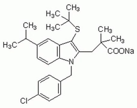 MK-886 A cell-permeable, orally active NSAID that blocks cellular Cox pathway PGE2 production by inhibiting COX-1 and mPGES-1, but not COX-2, activity, as well as suppresses cellular 5-LO pathway activation by inhibiting FLAP, rather than 5-LO, activity.