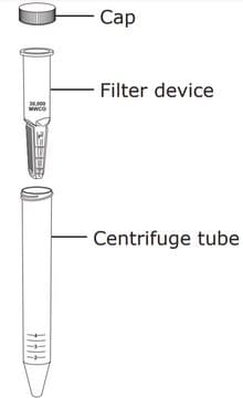Amicon&#174; Ultra Centrifugal Filter, 50 kDa MWCO sample volume 4 mL, regenerated cellulose membrane