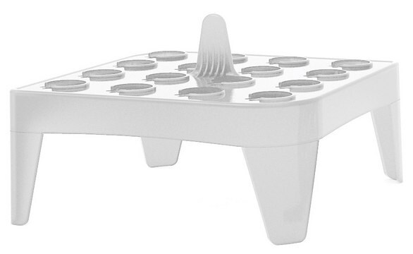 Floating Microtube Rack to hold, 16 x 1,5/2.0 mL tubes, square white polypropylene