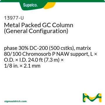 Metal Packed GC Column (General Configuration) phase 30% DC-200 (500 cstks), matrix 80/100 Chromosorb P NAW support, L × O.D. × I.D. 24.0&#160;ft (7.3&#160;m) × 1/8&#160;in. × 2.1&#160;mm