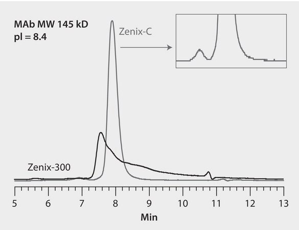 HPLC Analysis of mAb F on Zenix®-300 and Zenix®-C 300 application for HPLC