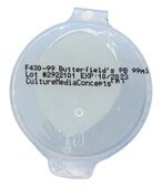 Phosphate Buffer vial capacity 120 mL, vial filling volume 99 mL, closure type, Transparent plastic flip top, USP Butterfield′s Method, sterile; γ-irradiated by SER-TAIN™ process, pack of 50 vials