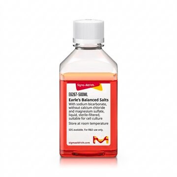 Earle’s Balanced Salts With sodium bicarbonate, without calcium chloride and magnesium sulfate, liquid, sterile-filtered, suitable for cell culture