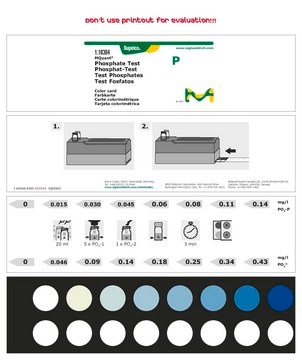 Phosphate Test colorimetric, 0.015-0.14 mg/L (PO4-P), 0.046-0.43 mg/L (PO43-), for use with MCOLORTEST®