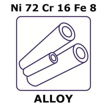 Inconel&#174; alloy 600 - heat resisting alloy, Ni72Cr16Fe8 100mm tube, 12.7mm outside diameter, 1.63mm wall thickness, 9.44mm inside diameter, annealed