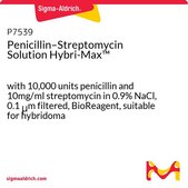 Penicillin–Streptomycin Solution Hybri-Max™ with 10,000 units penicillin and 10mg/ml streptomycin in 0.9% NaCl, 0.1 μm filtered, BioReagent, suitable for hybridoma