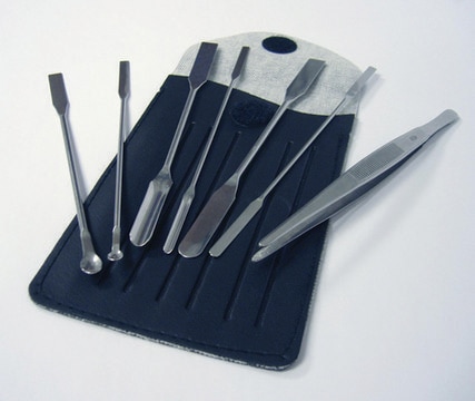 Micro spoon and spatula weighing set stainless steel, autoclavable