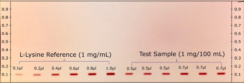 TLC Analysis of L-Lysine in Formulated Syrup on HPTLC Silica Gel 60 F254 
