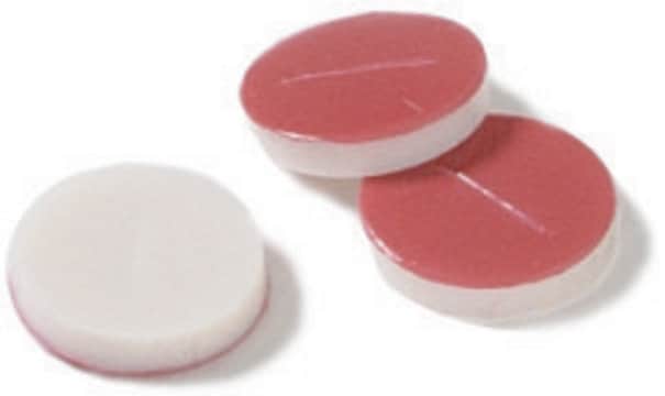 PTFE/Silicone with slit red PTFE/white silicone (with slit), diam. × thickness 10&#160;mm × 0.040&#160;in., pkg of 100&#160;ea
