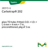 Carbotrap® 202 glass TD tube, fritted, O.D. × I.D. × L 6 mm × 4 mm × 7 in., preconditioned, pkg of 1 ea