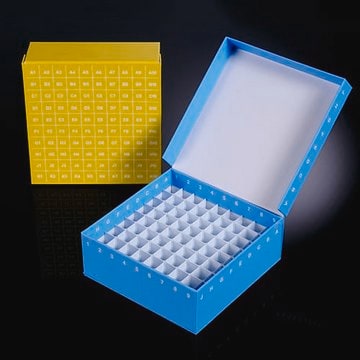 Cardborad freezer boxes with hinged lids, assorted colors 81-place, 2-inch, waterproof coating